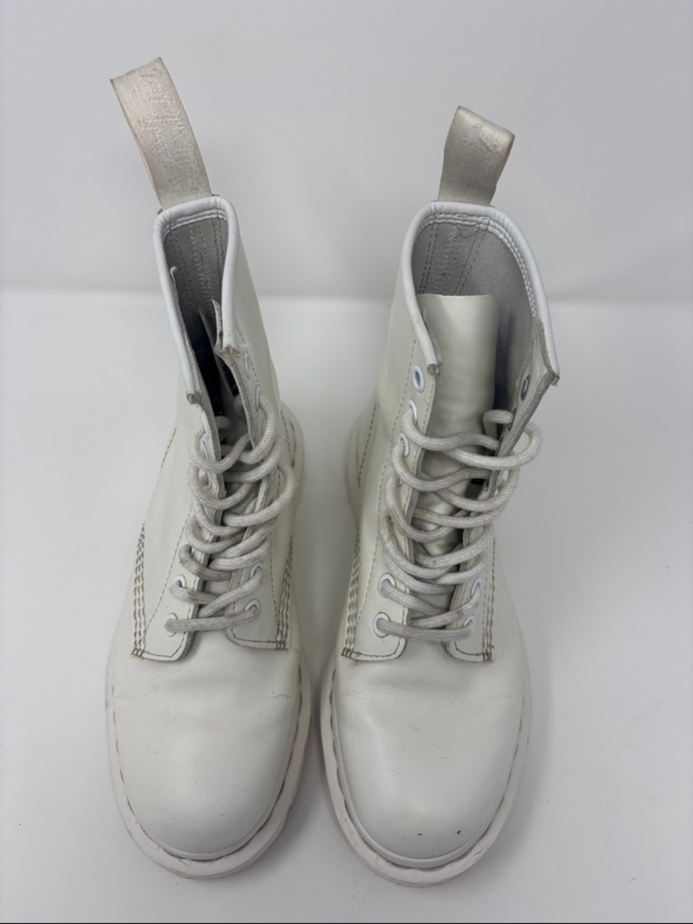 Dr. Martens | White Lace-Up Platform Combat Boots 5 docs - Picture 4 of 11